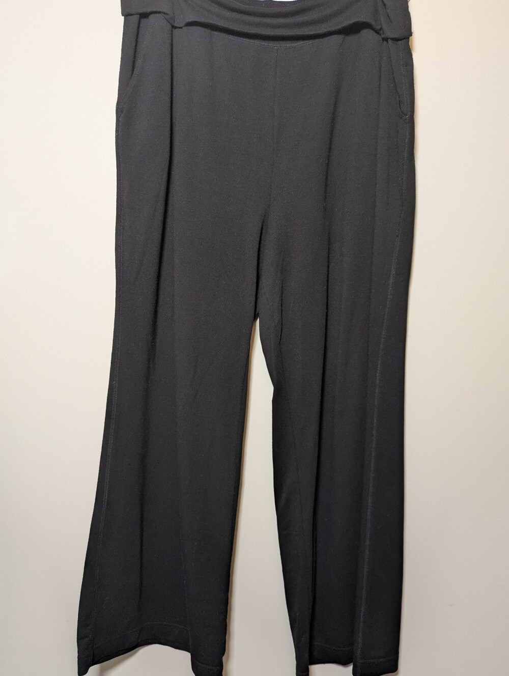 Old Navy Active | Wide Leg Pants Black Knit Foldover Elastic Waist | XL
